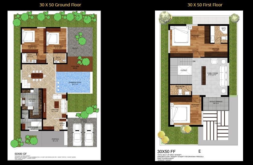 Floor plan of 4 BHK 1870 Sq. Ft. Villa in Certainant City, Bangalore
