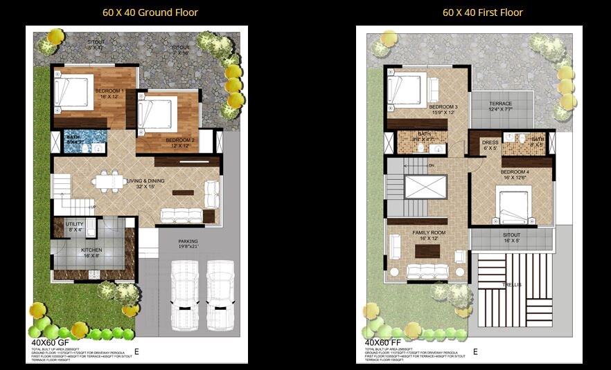 Floor plan of 4 BHK 2585 Sq. Ft. Villa in Certainant City, Bangalore