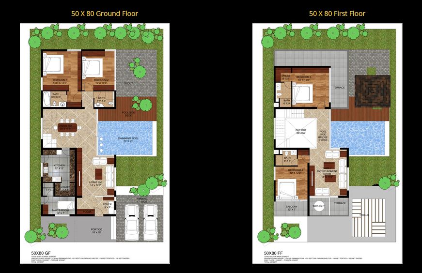 Floor plan of 4 BHK 4000 Sq. Ft. Villa in Certainant City, Bangalore