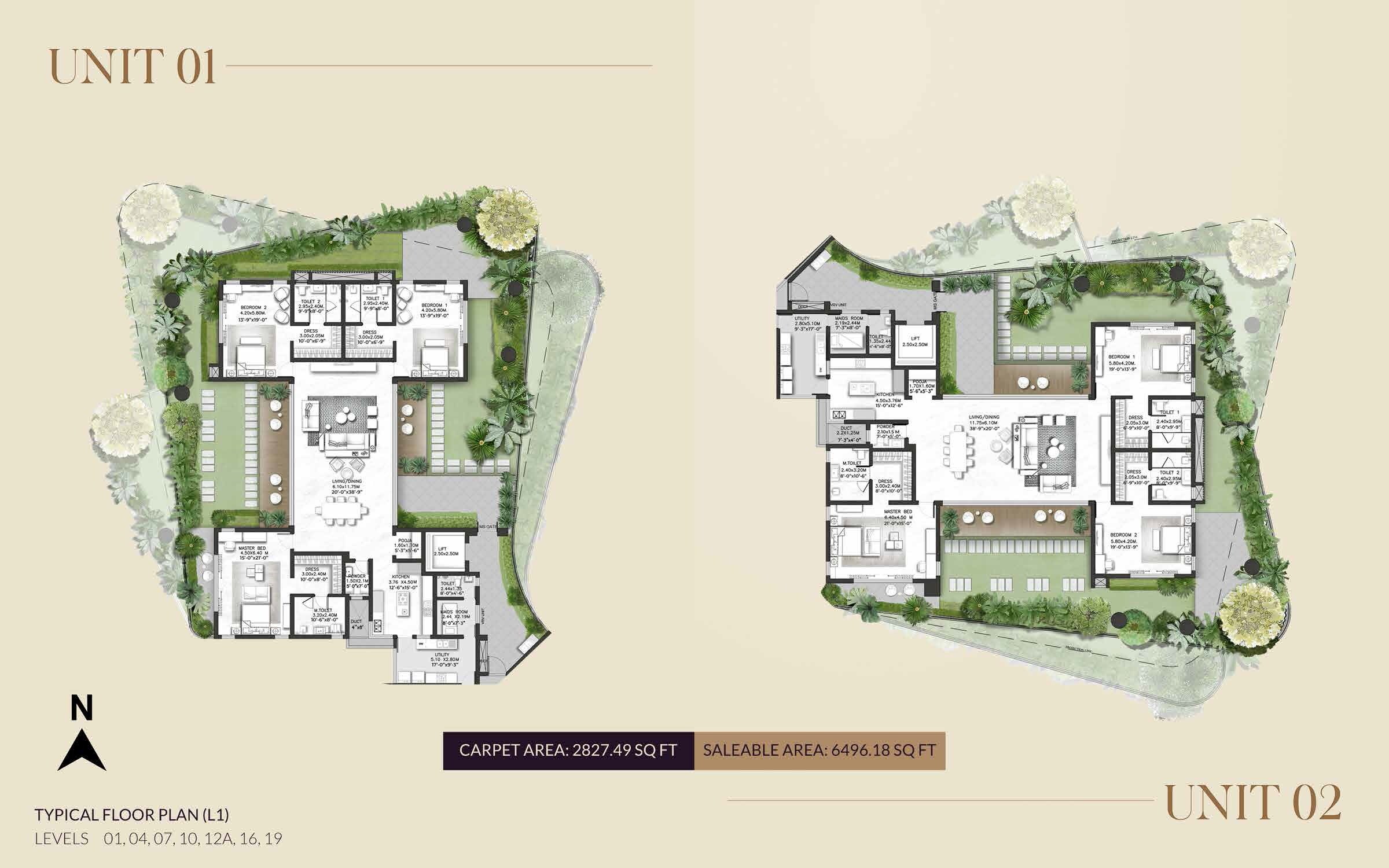 Floor plan of 3 BHK 6496 Sq. Ft. Apartment in Chaithanya Sankhya, Bangalore