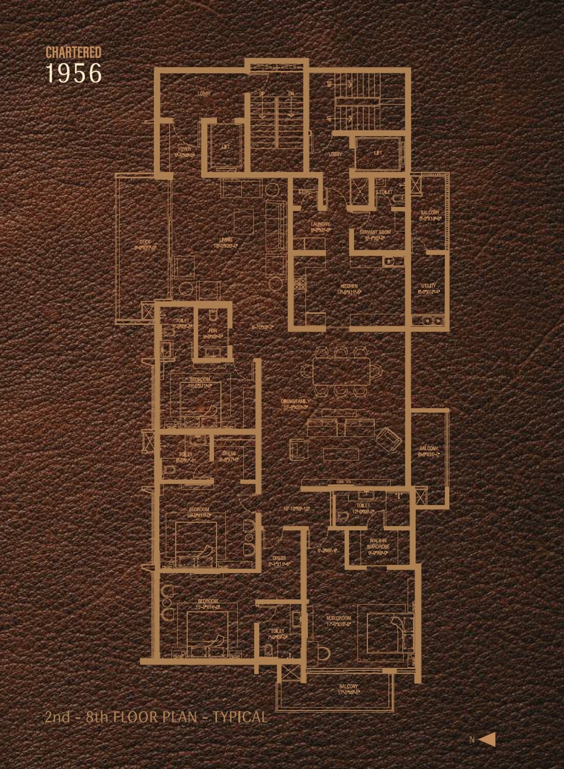 Floor plan of 4 BHK 5584 Sq. Ft. Apartment in Chartered 1956, Bangalore