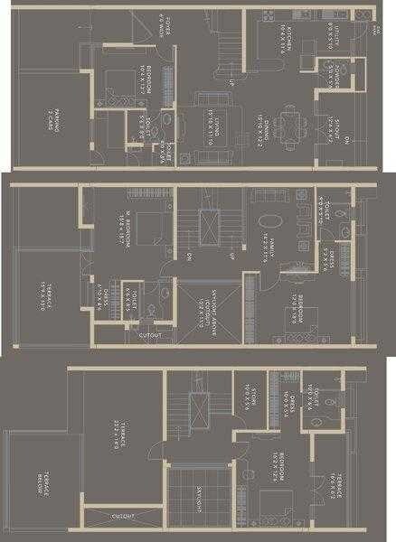 Floor plan of 4 BHK 4258 Sq. Ft. Villa in Chartered Grasshopper, Bangalore