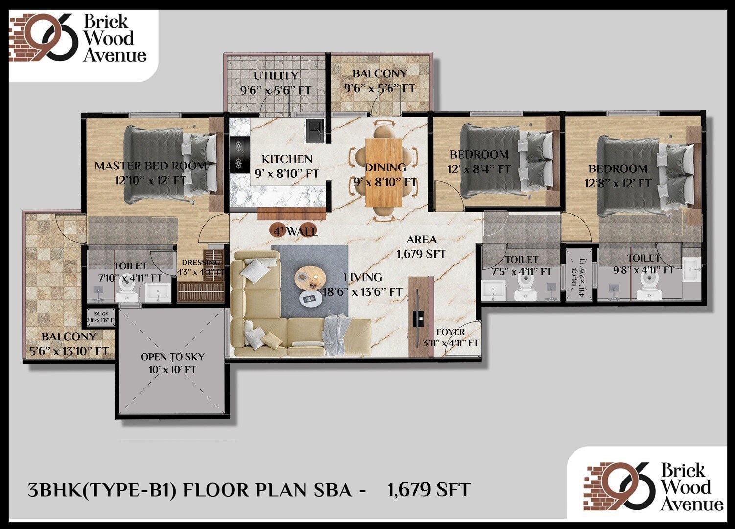 3 BHK 1679 Sq. Ft. Apartment