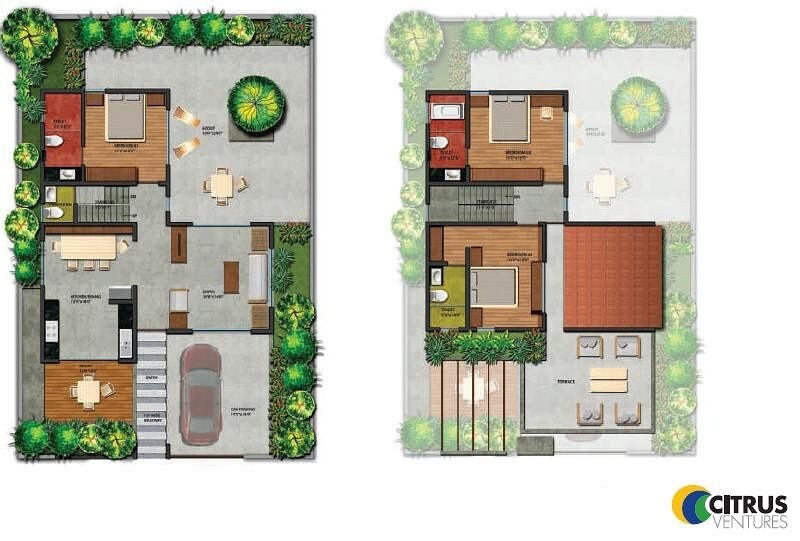 Floor plan of 3 BHK 1546 Sq. Ft. Villa in Citrus Belmont, Bangalore