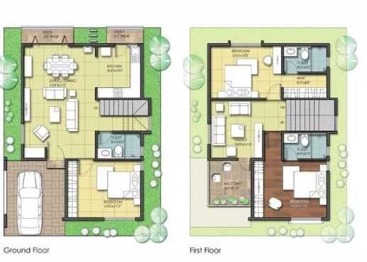Floor plan of 2 BHK 1650 Sq. Ft. Villa in Citrus Casa Greens Bangalore, Bangalore