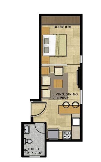 Floor plan of 1 BHK Apartment - 450 sq. ft. in Citrus Ventures Vega, Bangalore