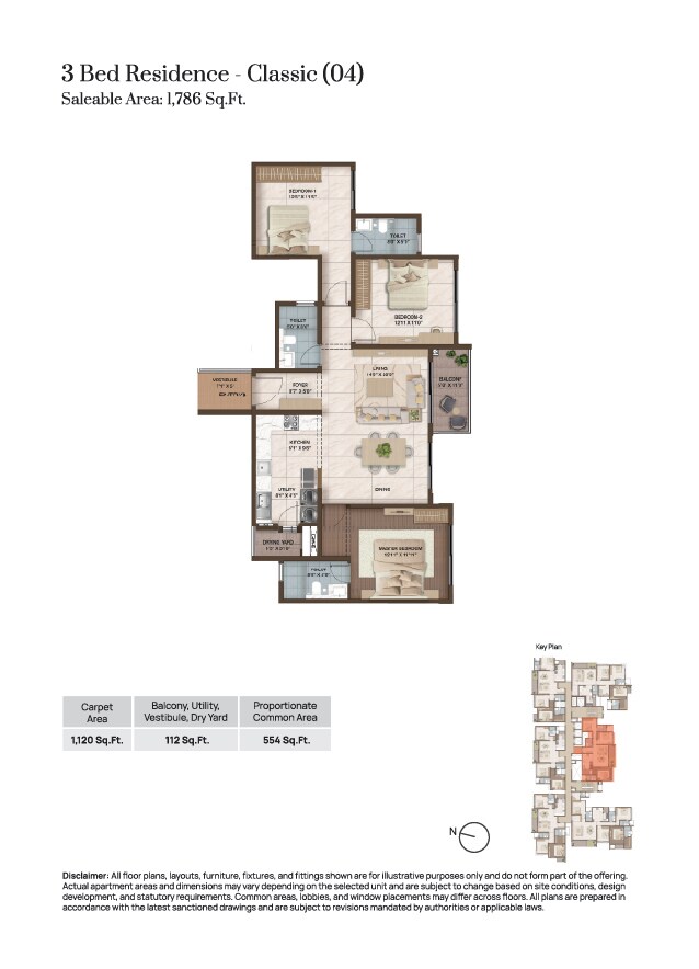 3 BHK 1786 Sq. Ft. Apartment