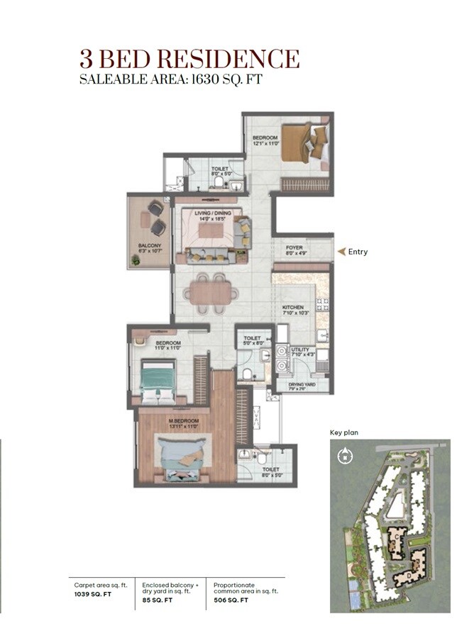 3 BHK 1630 Sq. Ft. Apartment