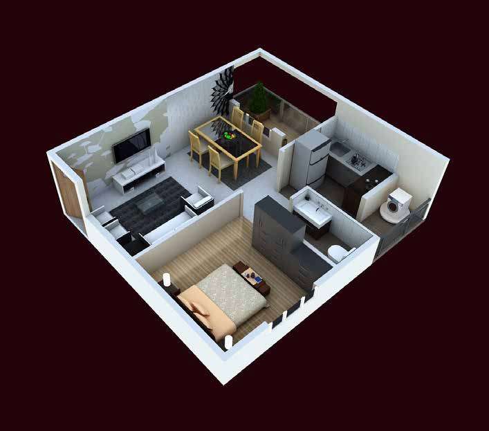 1 BHK 620 Sq. Ft. Apartment in CMRS Misty Winds
