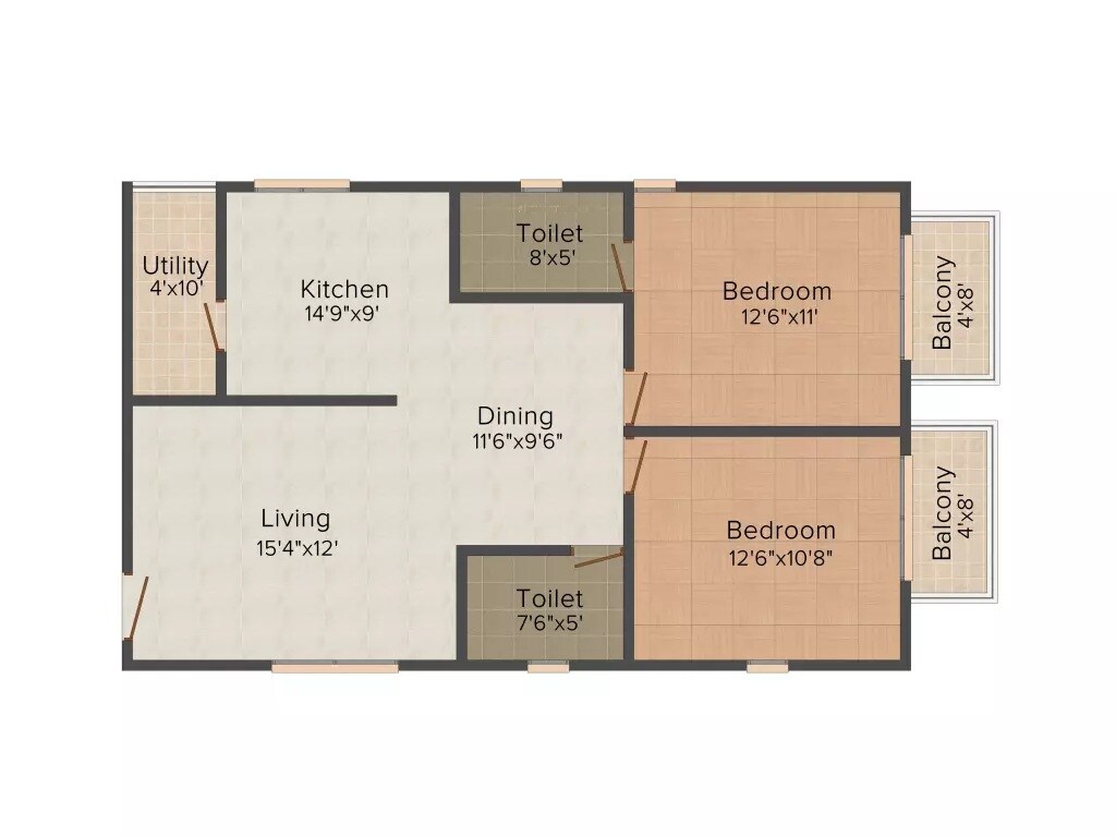 2 BHK 1110 Sq. Ft. Apartment