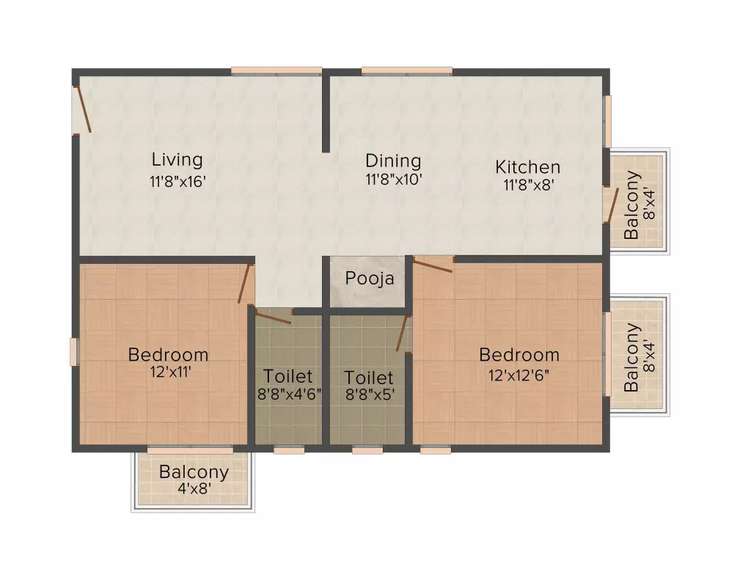 commanders galaxy apartment 2bhk 1170sqft31