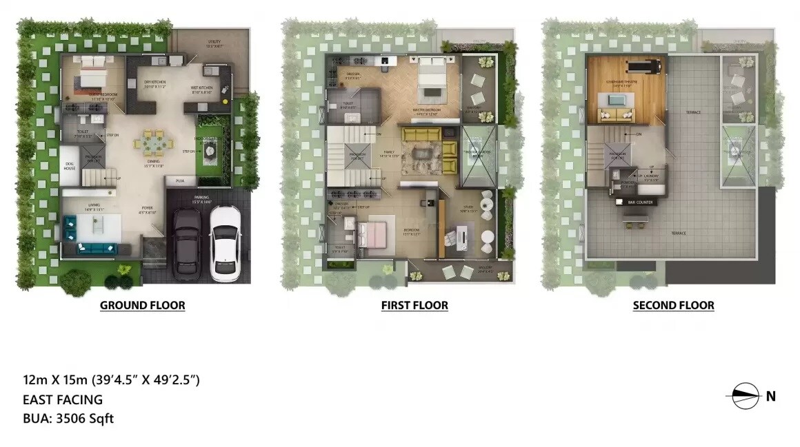 Floor plan of 4 BHK 3506 Sq. Ft. Villa in Concorde Abode 99, Bangalore