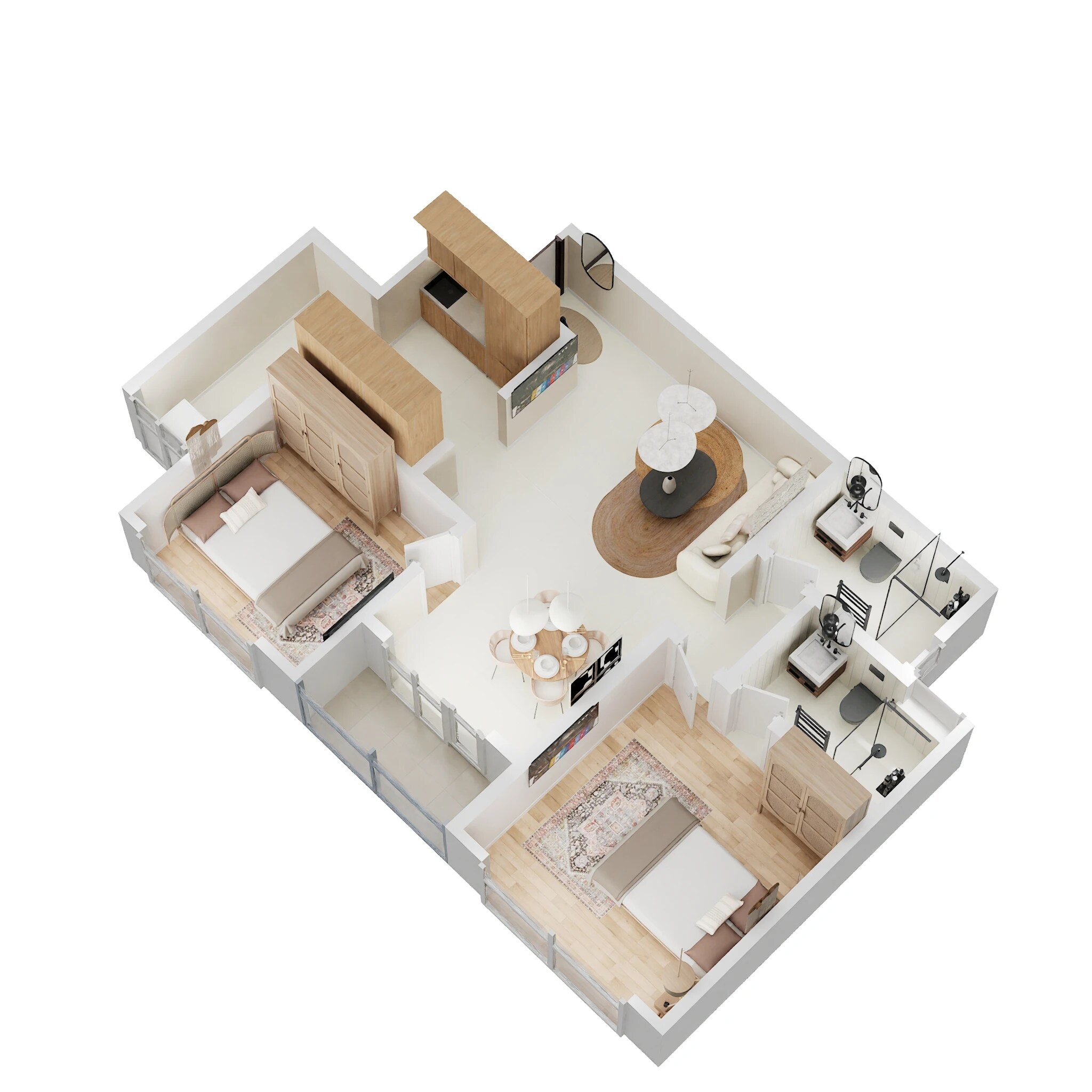 Floor plan of 2 BHK 1022 Sq. Ft. Apartment in Concorde Antares, Bangalore