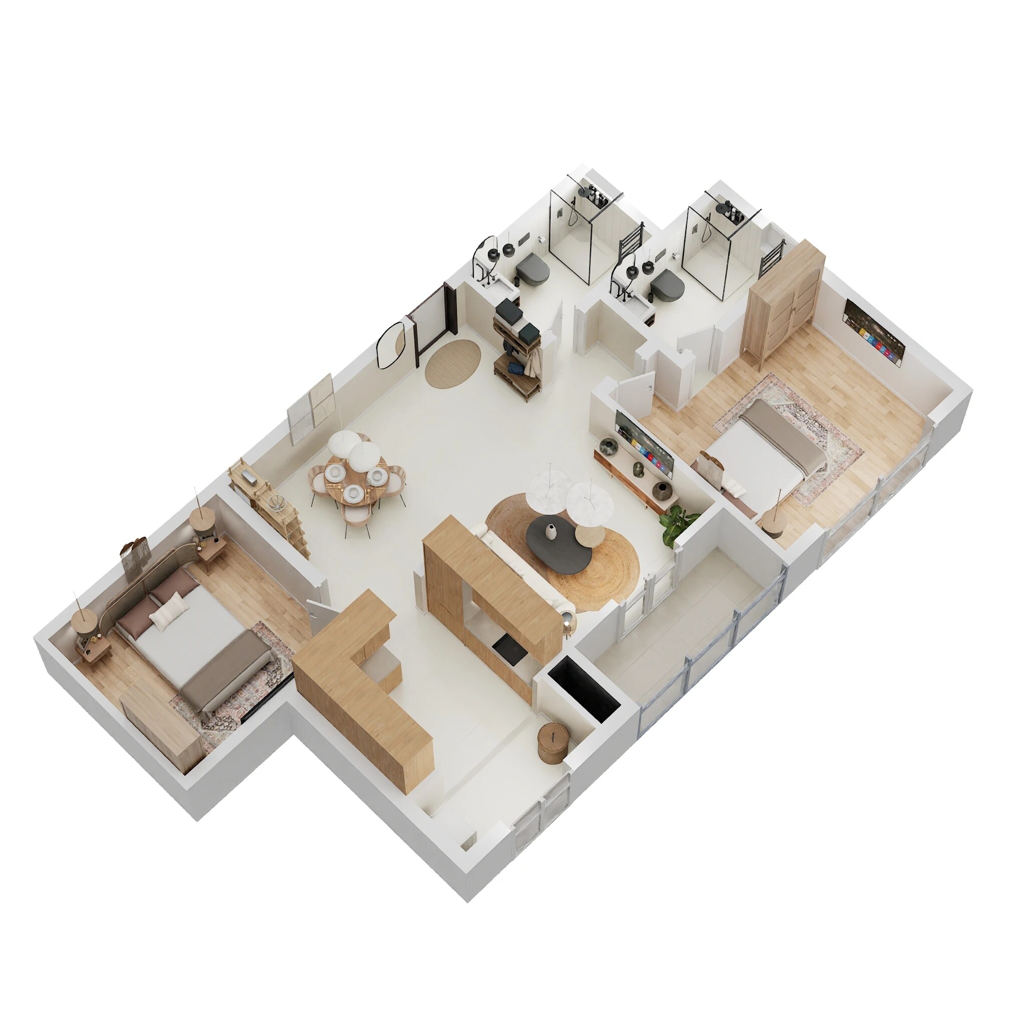 Floor plan of 2 BHK 1063 Sq. Ft. Apartment in Concorde Antares, Bangalore