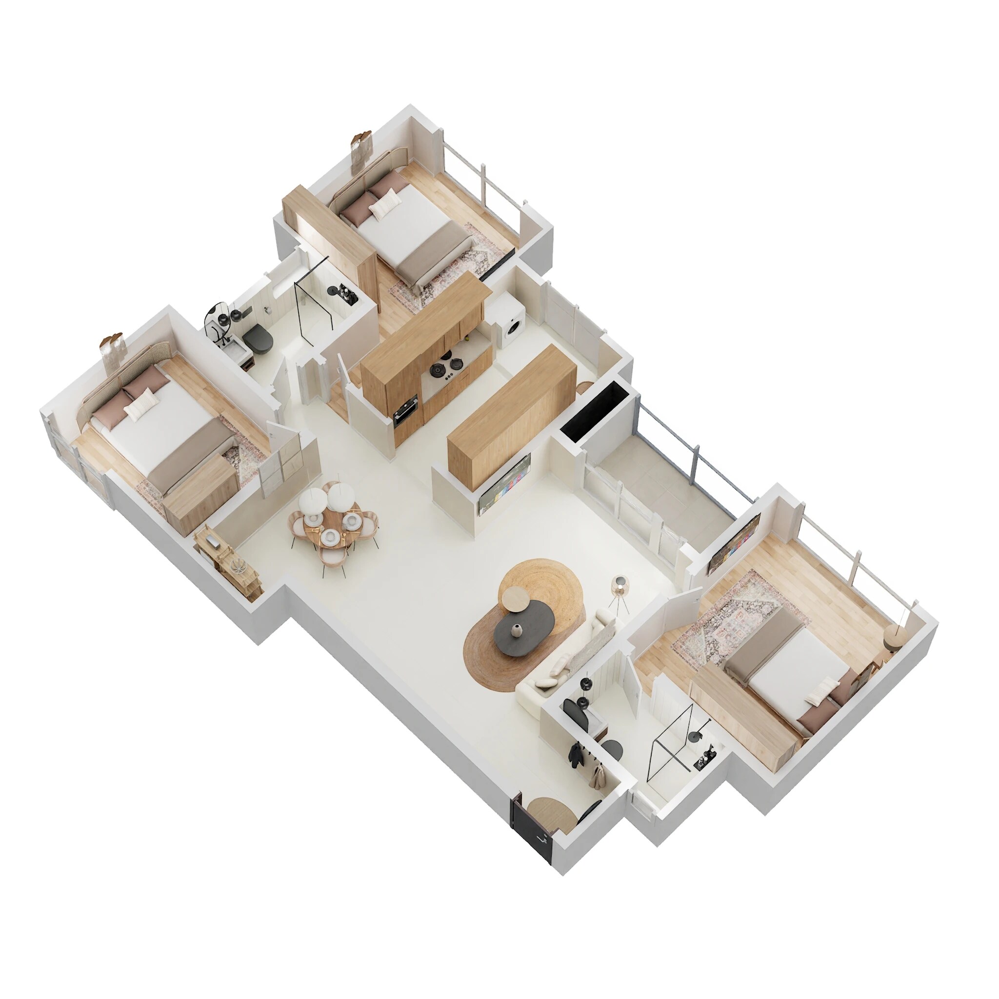 Floor plan of 3 BHK 1306 Sq. Ft. Apartment in Concorde Antares, Bangalore