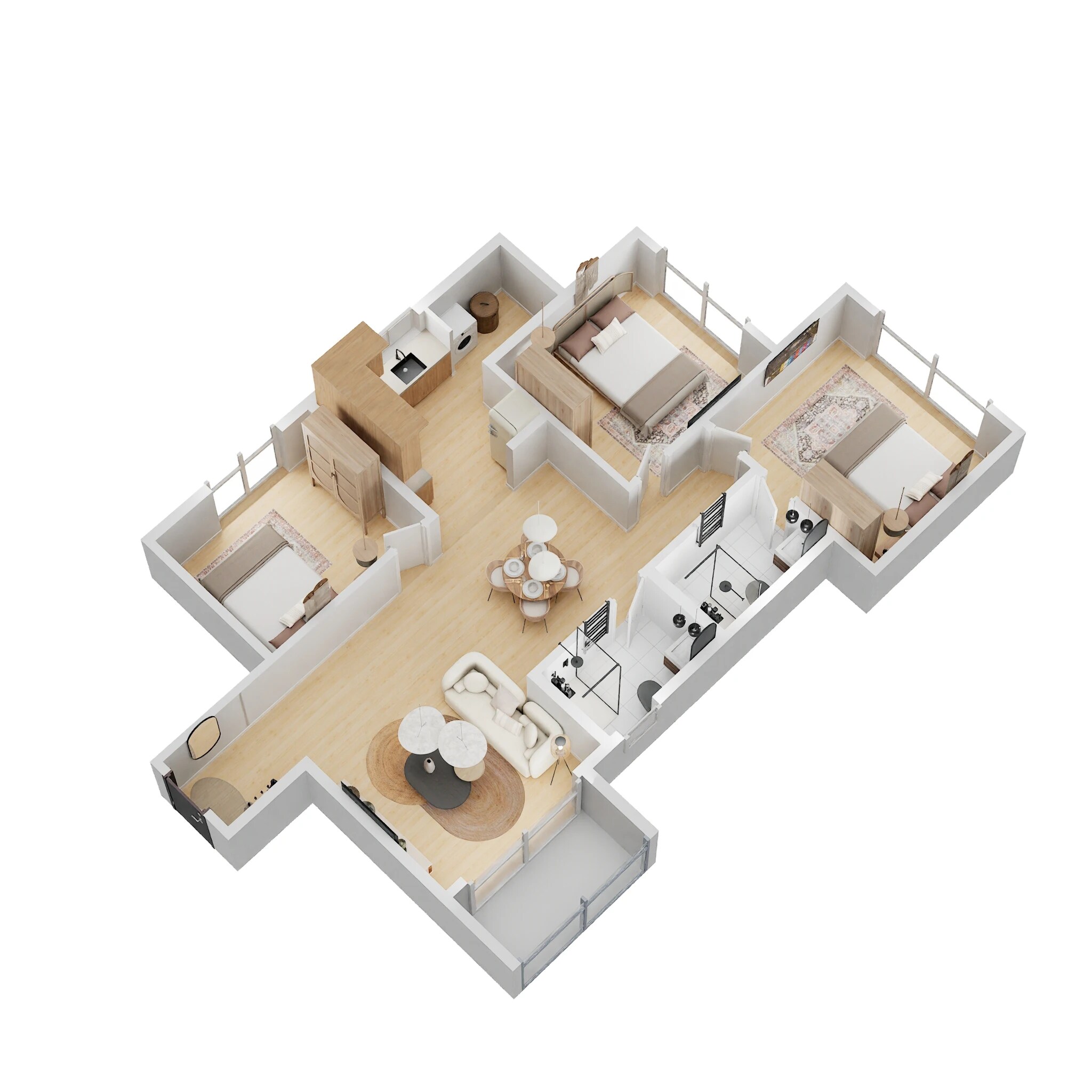 Floor plan of 3 BHK 1321 Sq. Ft. Apartment in Concorde Antares, Bangalore