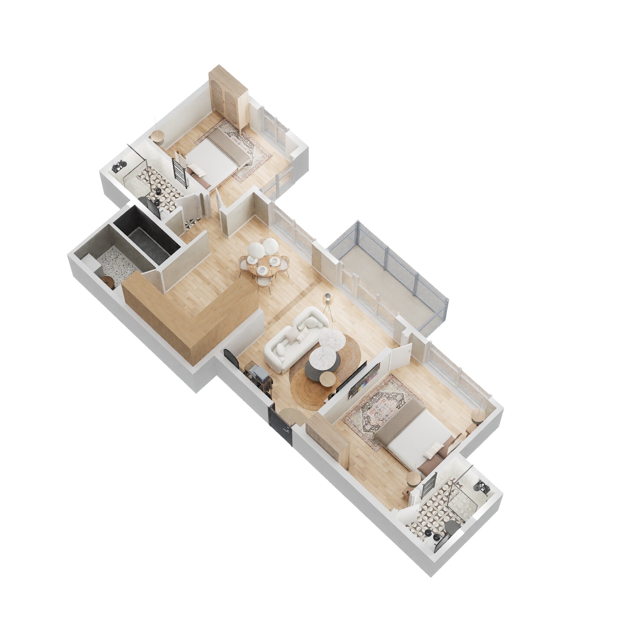 Floor plan of 2 BHK 1139 Sq. Ft. Apartment in Concorde Auriga, Bangalore