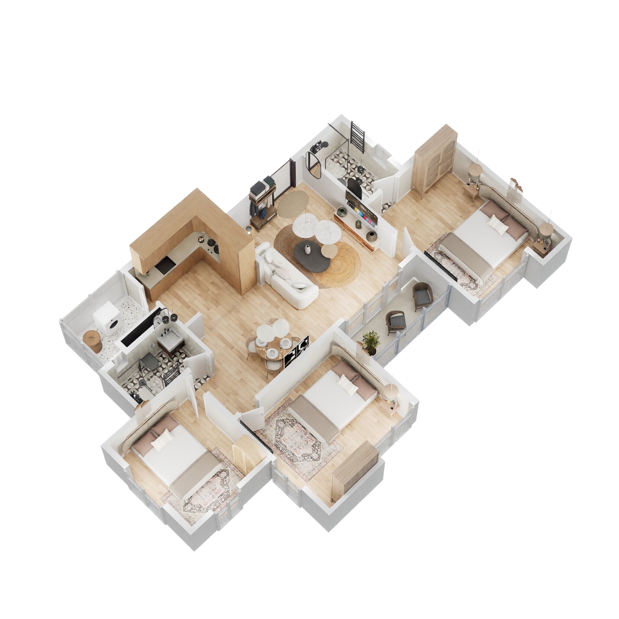Floor plan of 3 BHK 1334 Sq. Ft. Apartment in Concorde Auriga, Bangalore