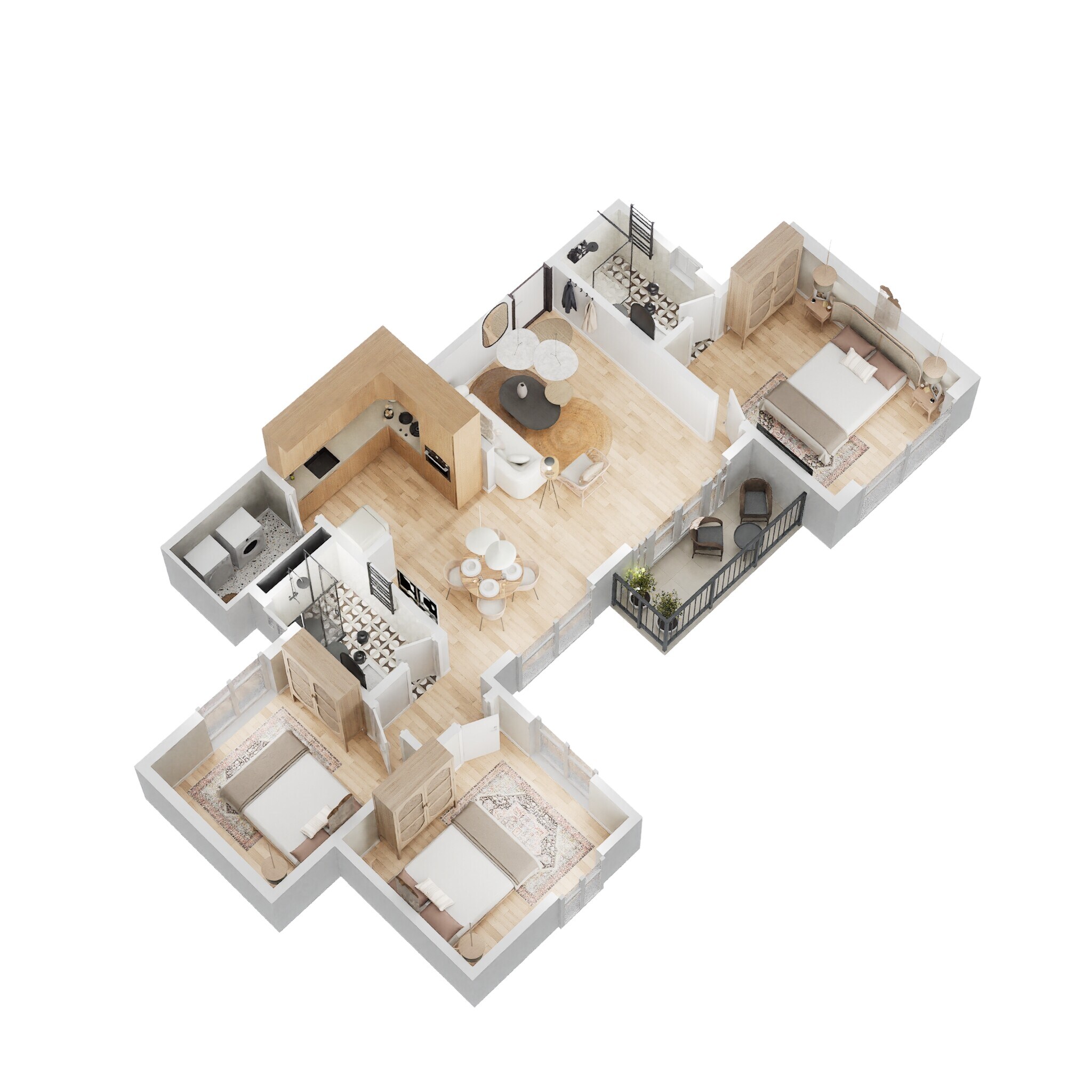 Floor plan of 3 BHK 1361 Sq. Ft. Apartment in Concorde Auriga, Bangalore