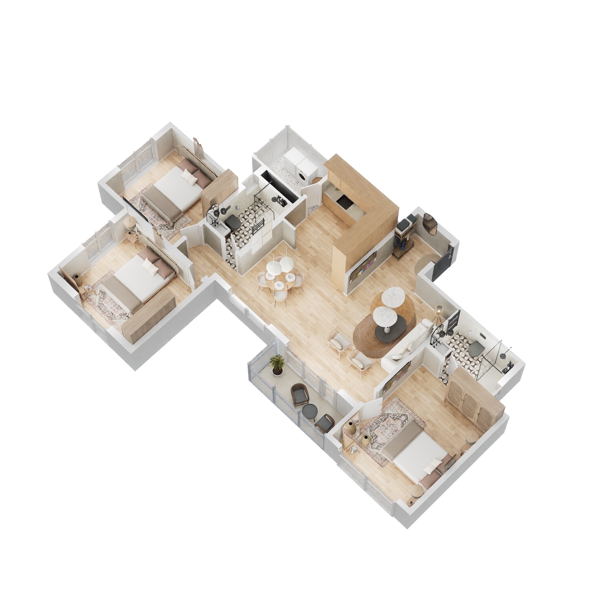 Floor plan of 3 BHK 1371 Sq. Ft. Apartment in Concorde Auriga, Bangalore