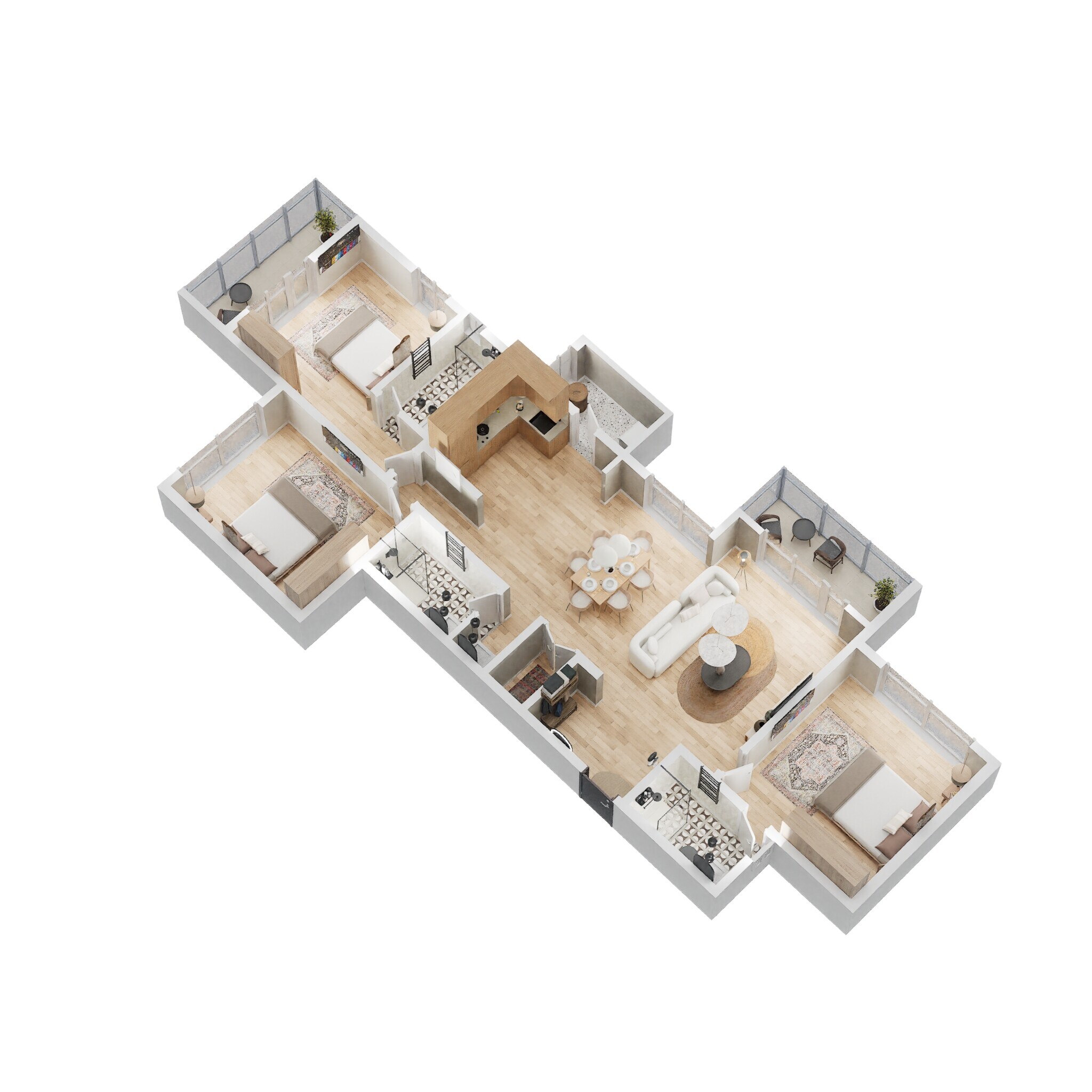 Floor plan of 3 BHK 1801 Sq. Ft. Apartment in Concorde Auriga, Bangalore