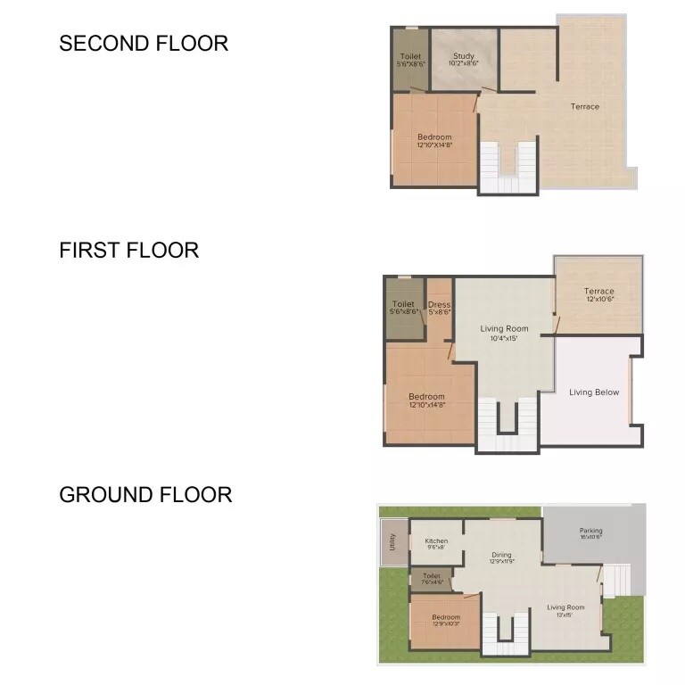 Floor plan of 3 BHK 2100 Sq. Ft. Villa in Concorde Cuppertino, Bangalore