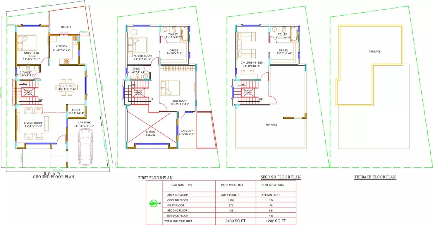 Floor plan of 4 BHK 2480 Sq. Ft. Villa in Concorde Cuppertino, Bangalore