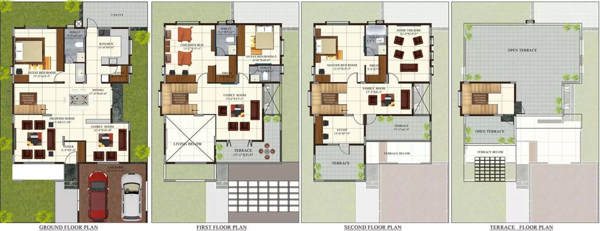 Floor plan of 4 BHK 4200 Sq. Ft. Villa in Concorde Cuppertino, Bangalore
