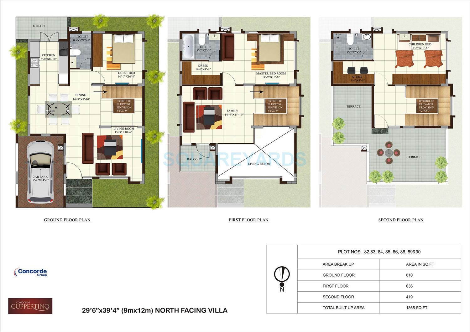 Floor plan of 2 BHK 3280 Sq. Ft. Villa in Concorde Cuppertino, Bangalore