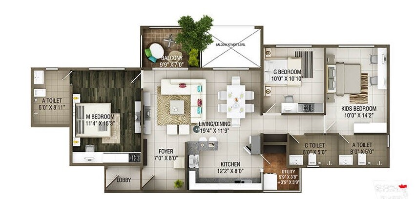  3 BHK Apartment at Concorde Epitome, Electronic City Phase ii – for Rent