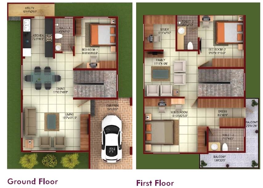Floor plan of 3 BHK 3610 Sq. Ft. Villa in Concorde Napa Valley, Bangalore