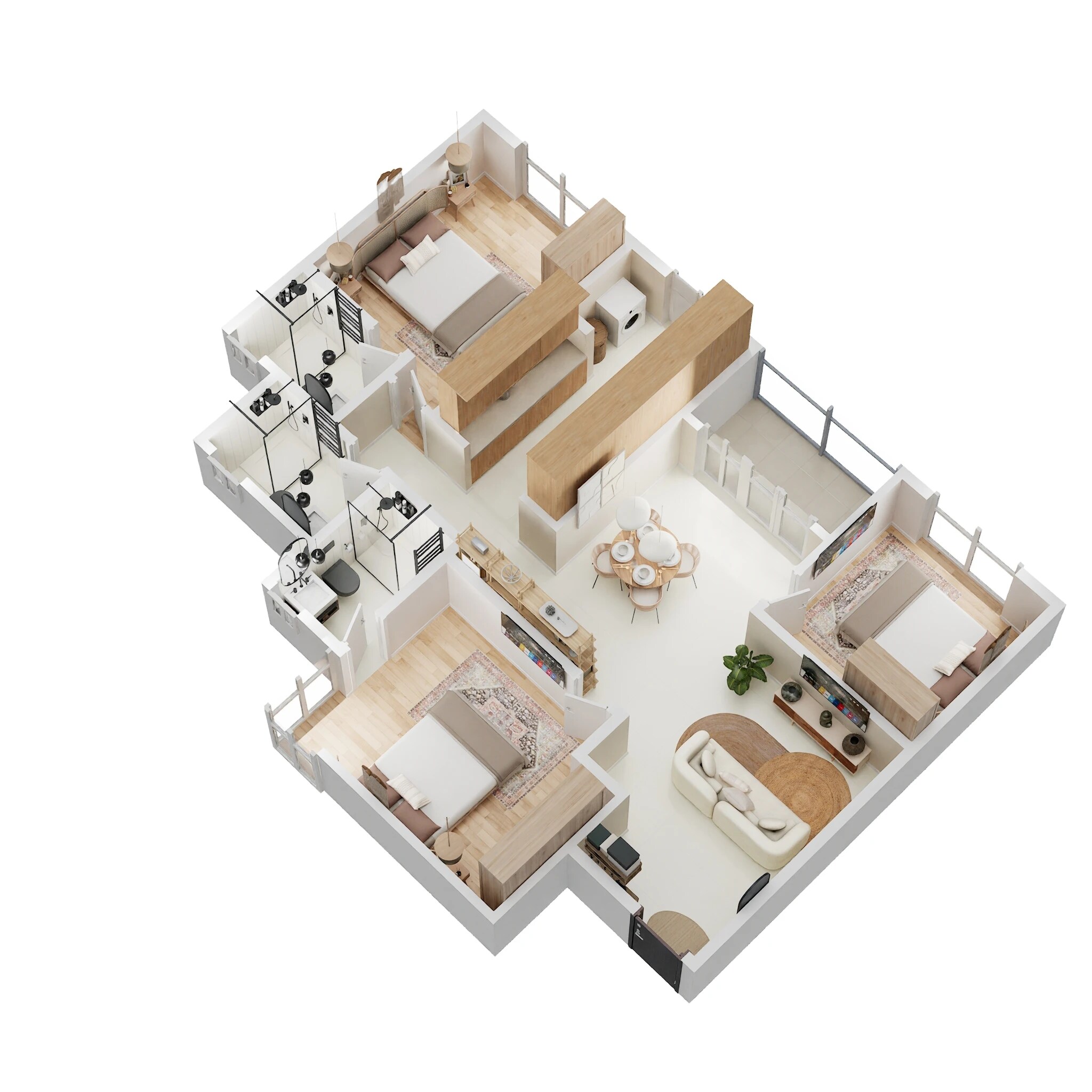 Floor plan of 3 BHK 1539 Sq. Ft. Apartment in Concorde Neo, Bangalore