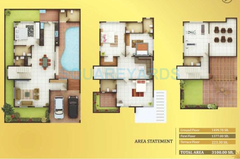 Floor plan of 4 BHK 3100 Sq. Ft. Villa in Concorde Royal Sunnyvale, Bangalore