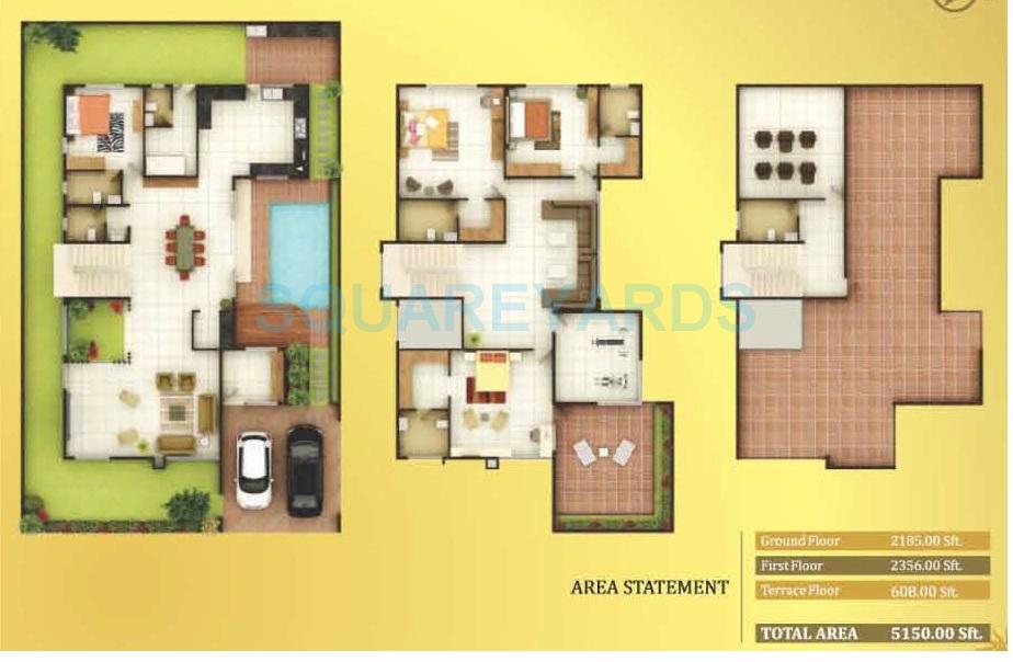 Floor plan of 4 BHK 5150 Sq. Ft. Villa in Concorde Royal Sunnyvale, Bangalore