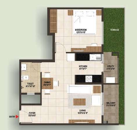 1 BHK 804 Sq. Ft. Apartment in Concorde Spring Meadows