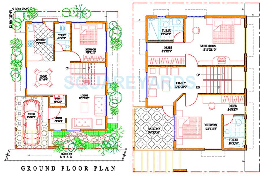 Floor plan of 3 BHK 2070 Sq. Ft. Villa in Concorde Sylvan View, Bangalore