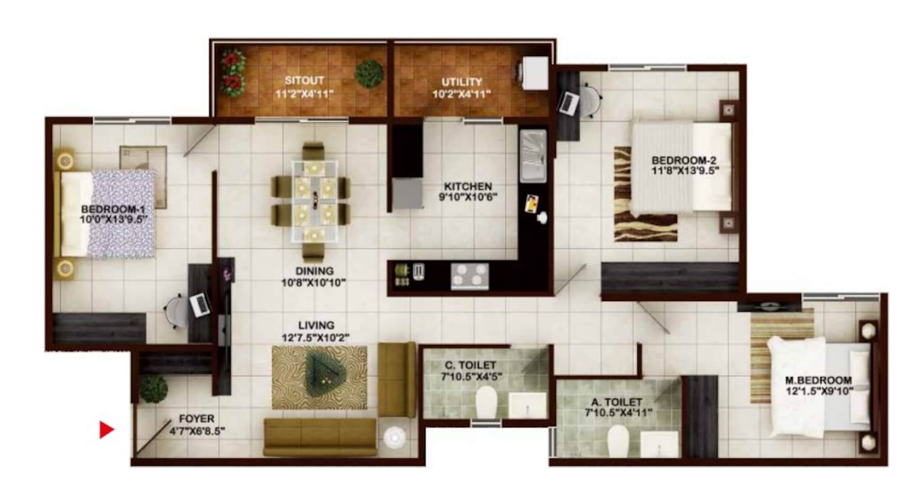concorde tech turf apartment 3 bhk 1283sqft 20213008123004