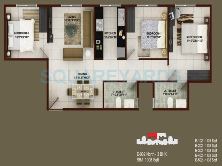 concorde tech turf apartment 3bhk 1008sqft1