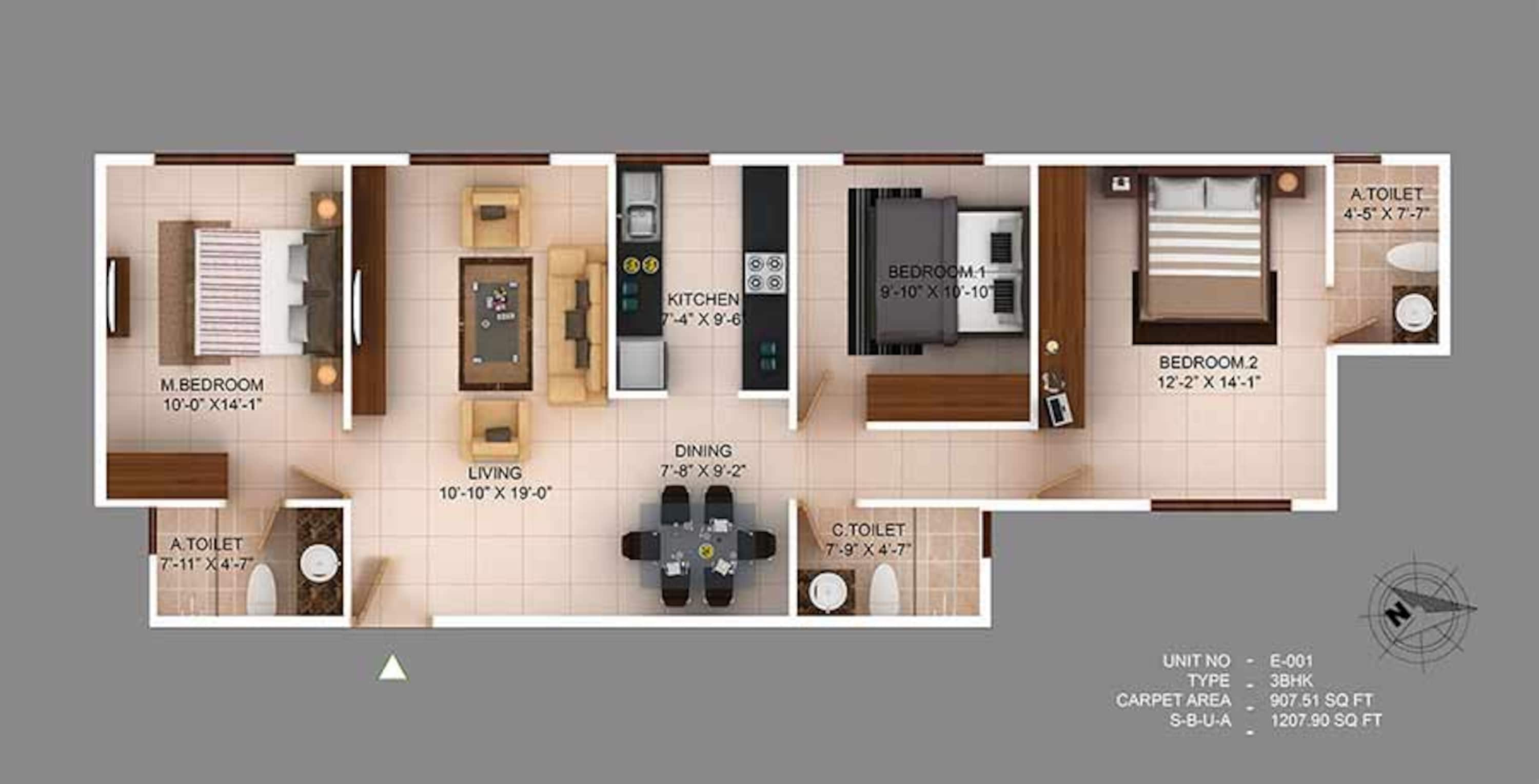 concorde wind rush apartment 3bhk 1207sqft1