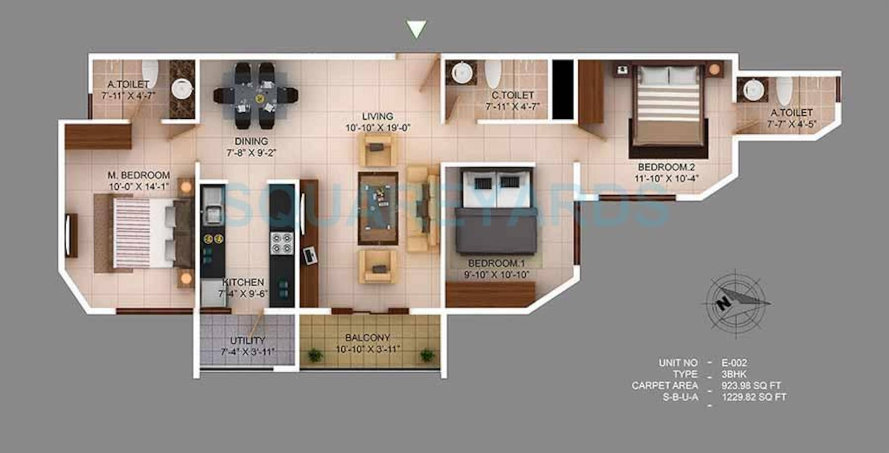 concorde wind rush apartment 3bhk 1229sqft 1