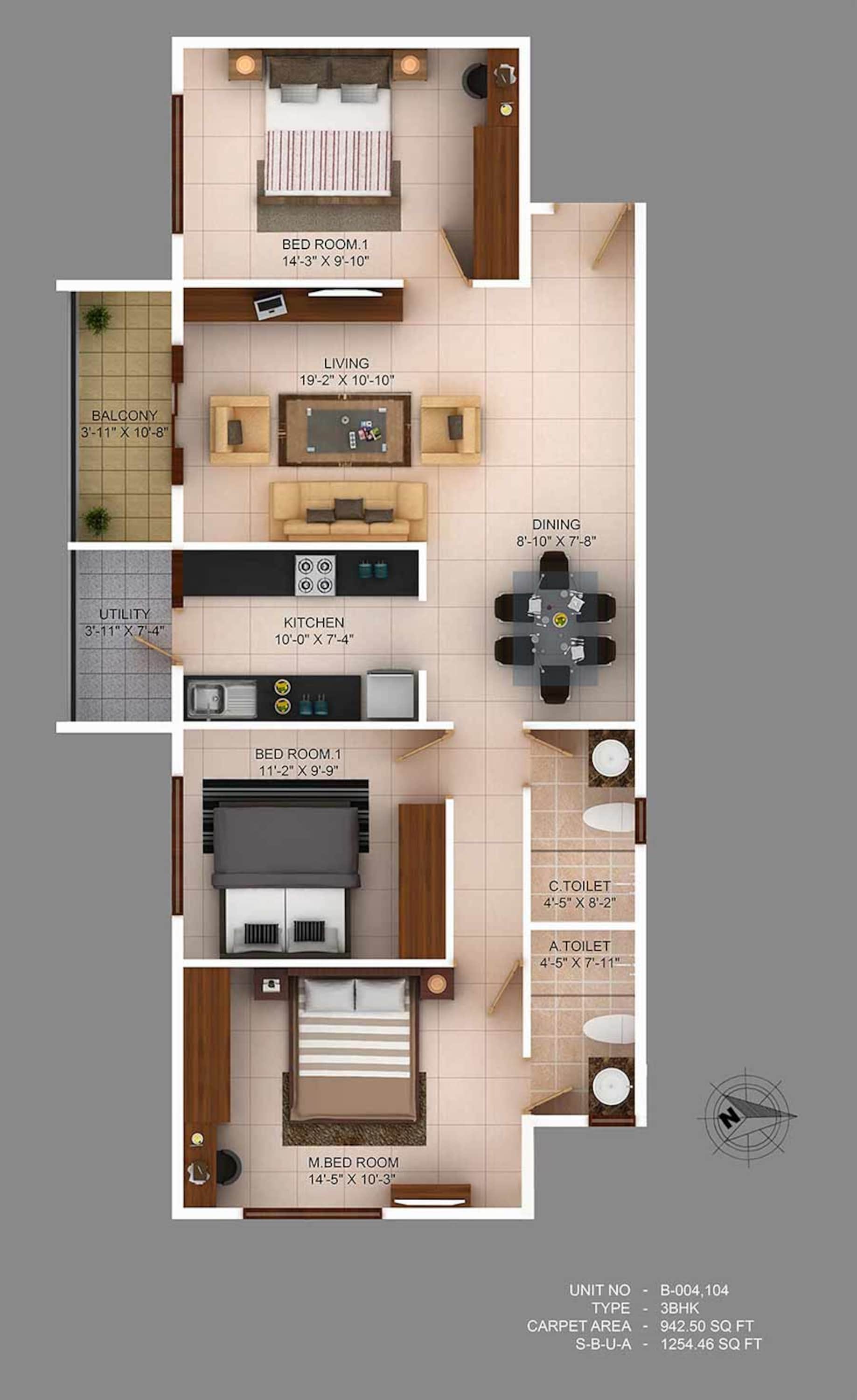 concorde wind rush apartment 3bhk 1254sqft1