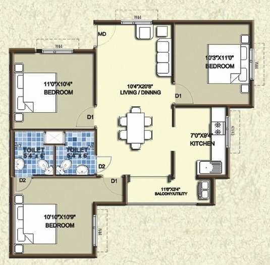 Confident Atik 2 BHK Layout