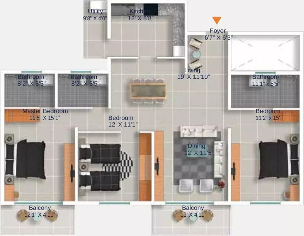 3 BHK 1686 Sq. Ft. Apartment