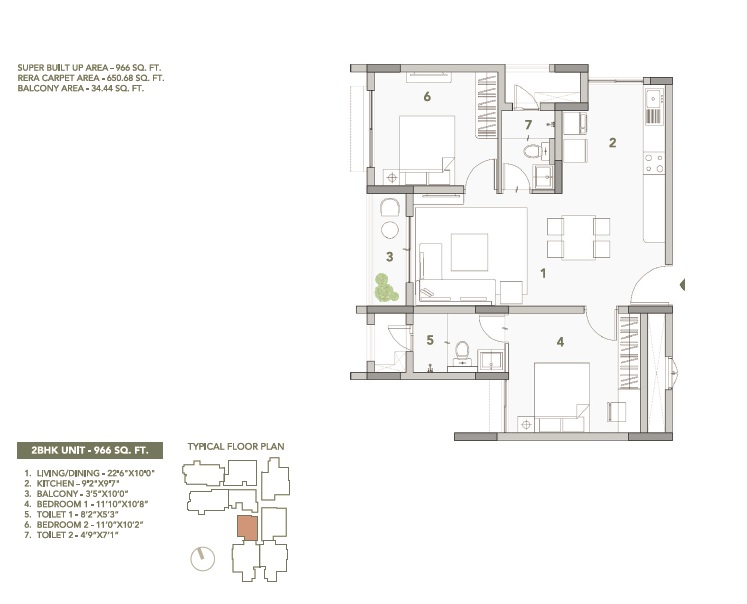 2 BHK 966 Sq. Ft. Apartment in Cumins Sanctum