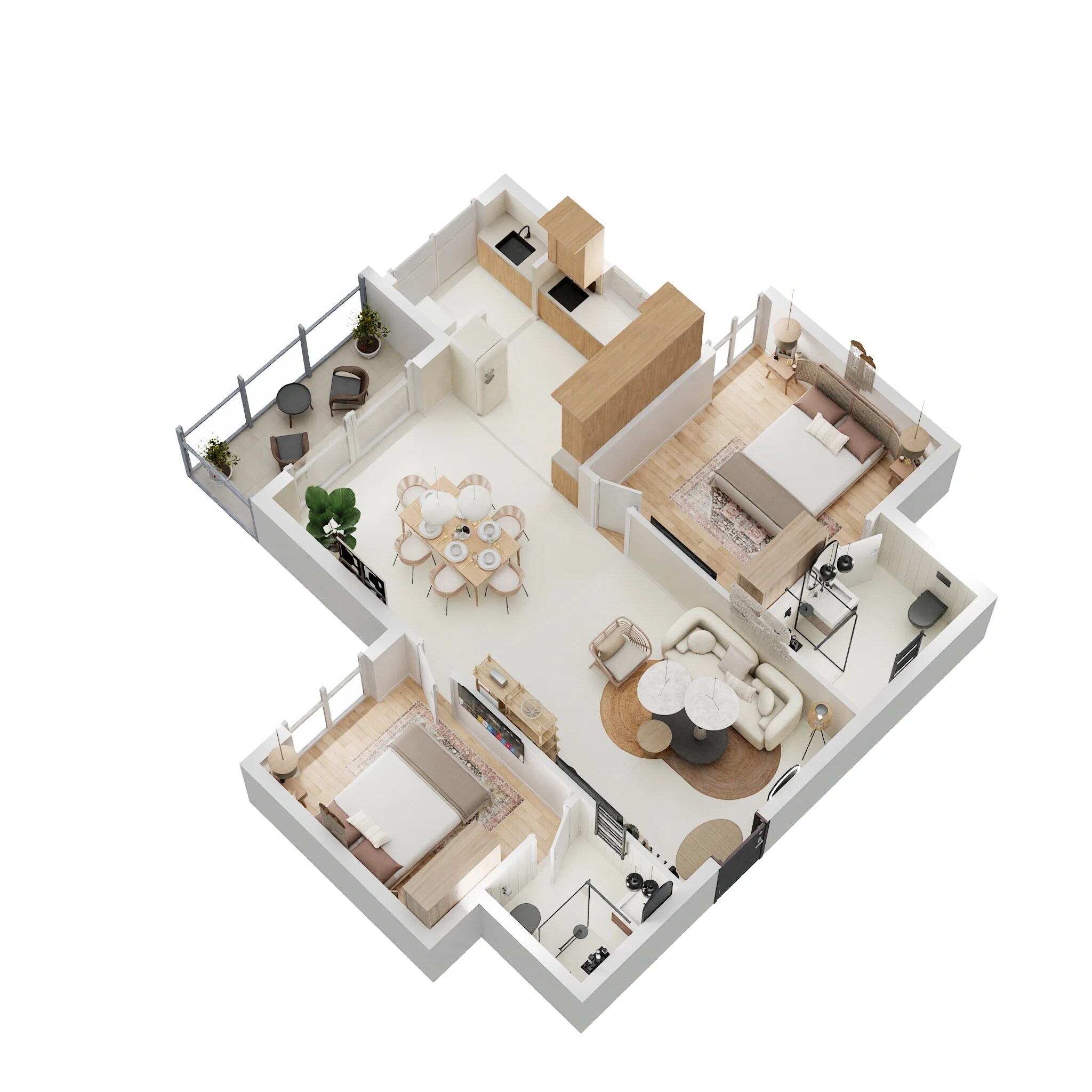Floor plan of 2 BHK 1122 Sq. Ft. Apartment in Cynosure Sunny Groves, Bangalore