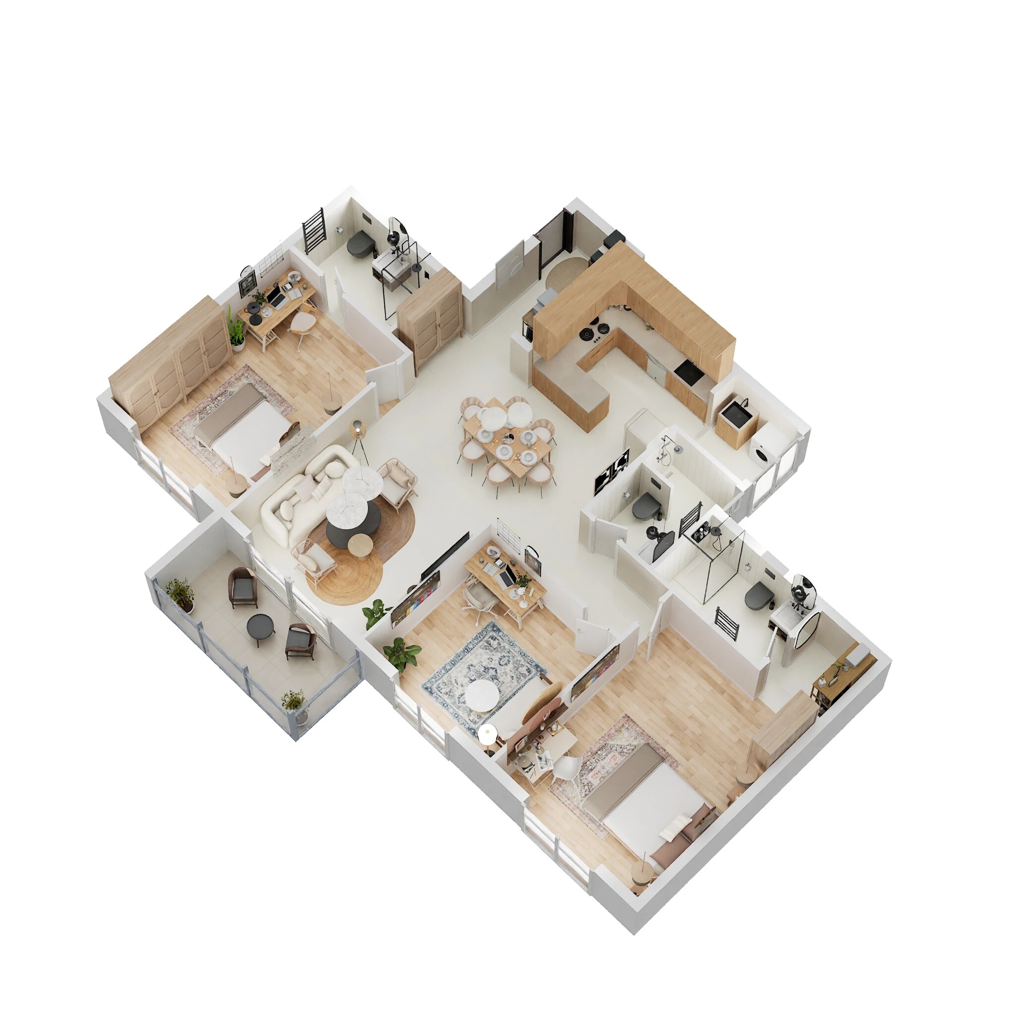 Floor plan of 3 BHK 1705 Sq. Ft. Apartment in Cynosure Sunny Groves, Bangalore