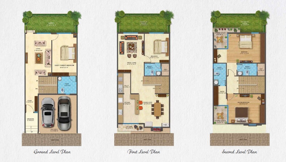 Floor plan of 4 BHK 2690 Sq. Ft. Villa in Daiwik Sparsh, Bangalore