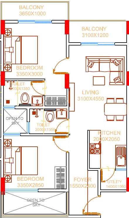 damden vivo apartment 2bhk 916sqft 1