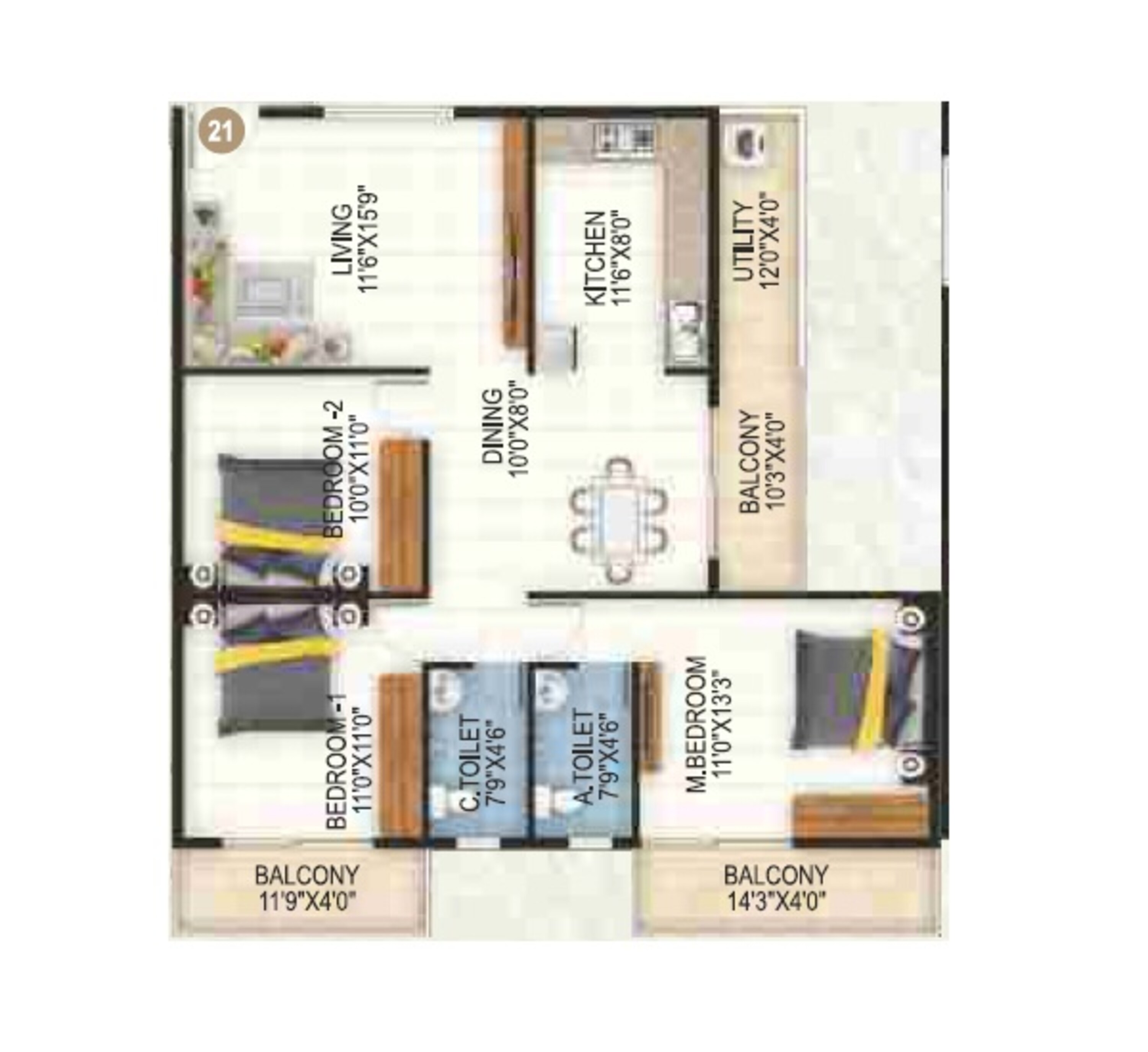 dc capitol apartment 2 bhk 1220sqft 20244707164756