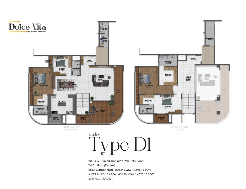 Floor plan of 4 BHK 4878 Sq. Ft. Apartment in Definer Dolce Vita, Bangalore